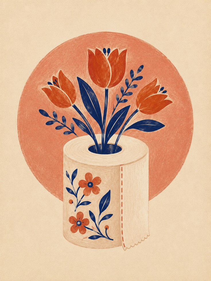 Folk Art Tulip Print – Boho Floral Wall Art - artwork on paper