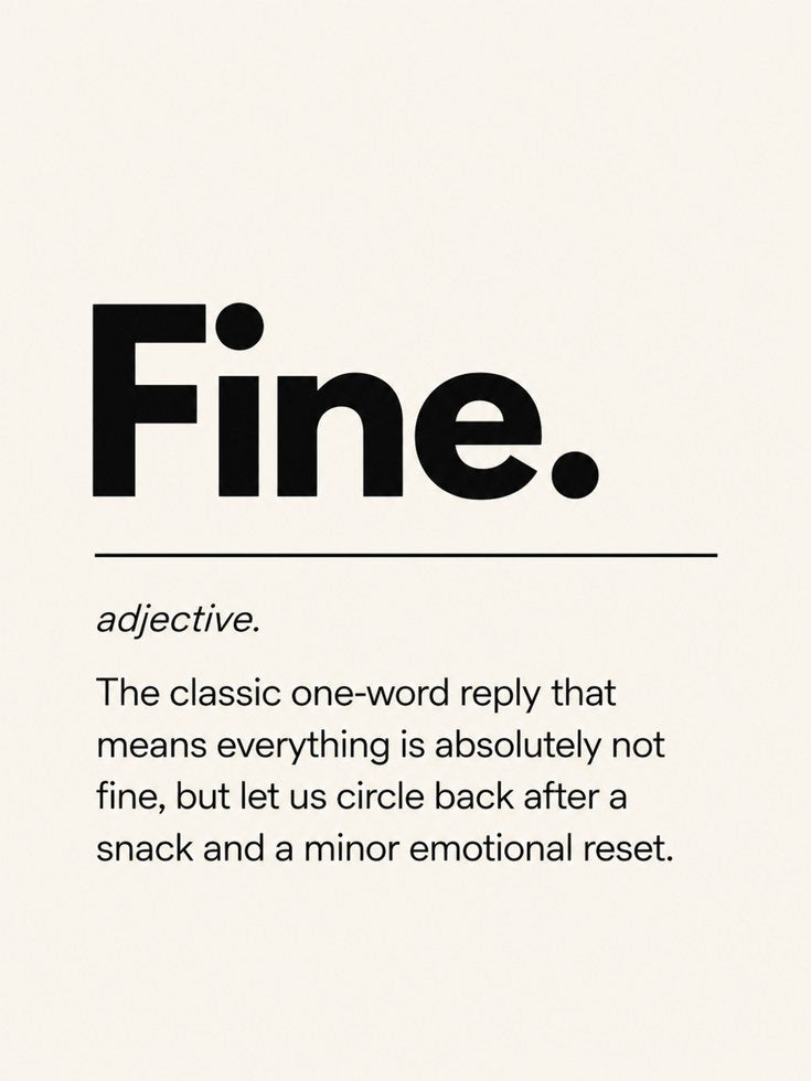 Humorous Typography Print: "Fine" Definition - artwork on paper