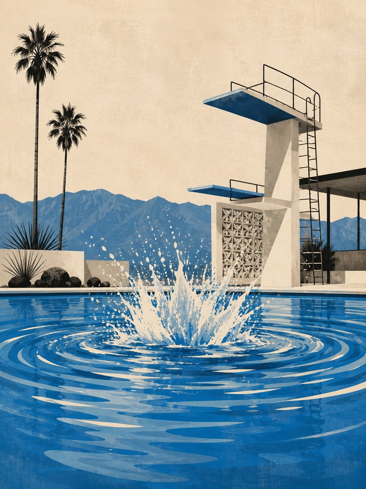 Mid Century Modern Pool – Palm Springs Wall Art - artwork on paper