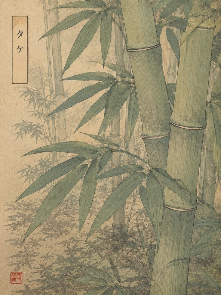 Japanese Bamboo Print — Vintage Botanical Illustration - artwork on paper