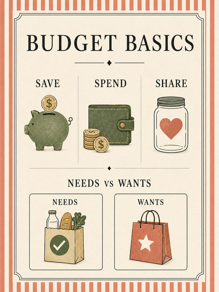 Budget Basics Poster – Financial Literacy Print - artwork on paper