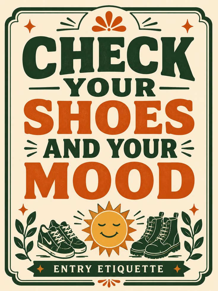 Entryway Wall Art – Check Your Shoes Sign - artwork on paper