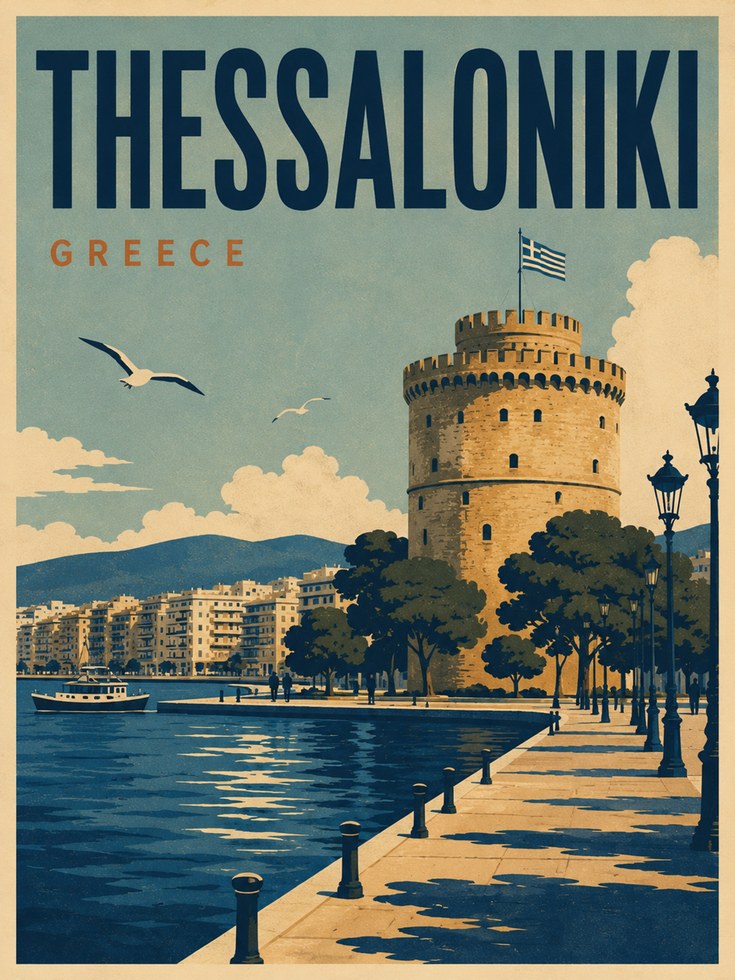 Thessaloniki Travel Poster – Greece Wall Art - artwork on paper