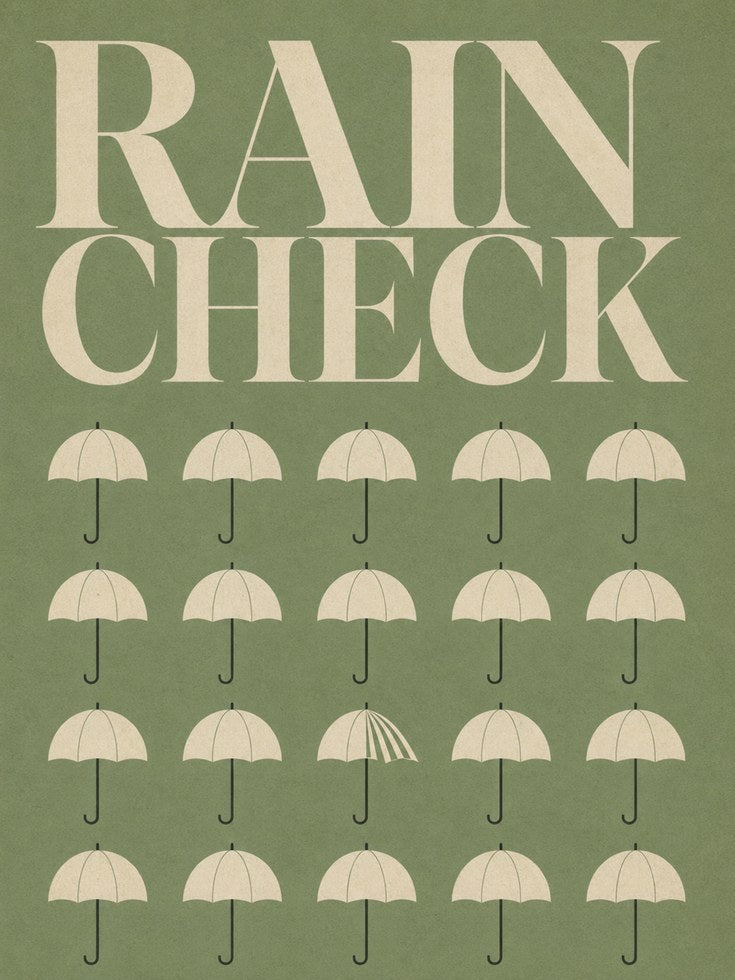 Rain Check Umbrella Print – Retro Typography - artwork on paper