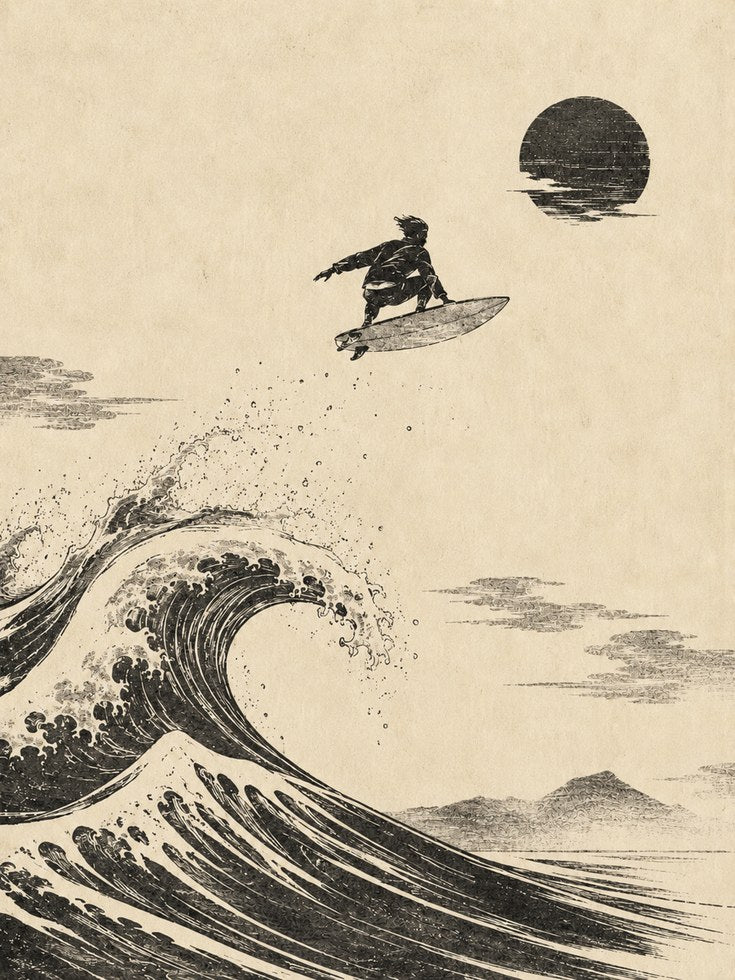 Surf Wall Art – Japanese Wave Print - artwork on paper