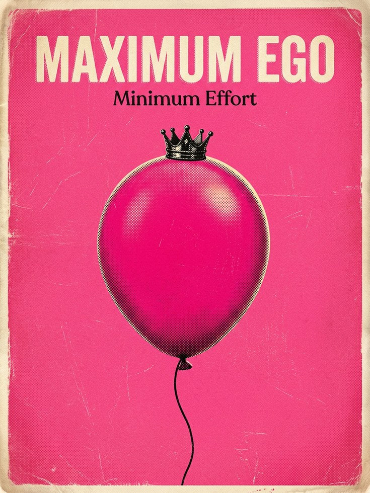Retro Pop Art Balloon Print – Crowned Pink Balloon - artwork on paper