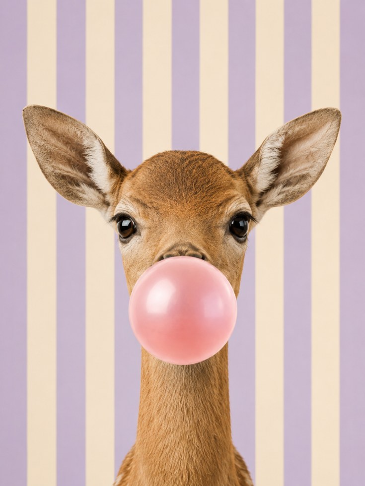 Deer Bubble Gum Print - artwork on paper