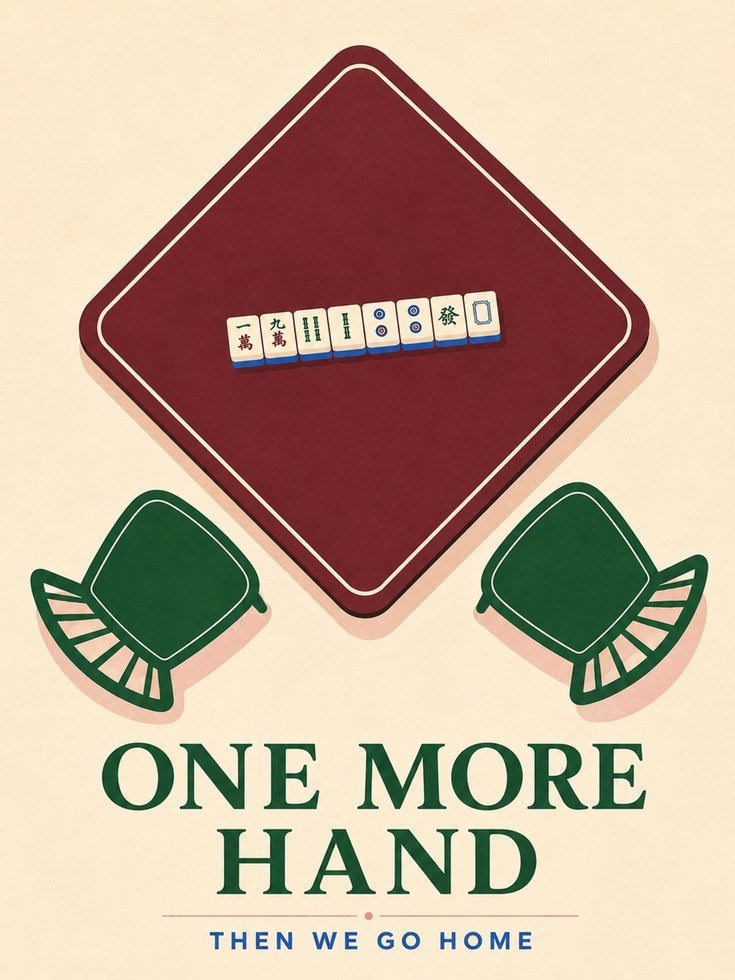 Mahjong Game Art Print: Vintage Minimalist Table Design - artwork on paper