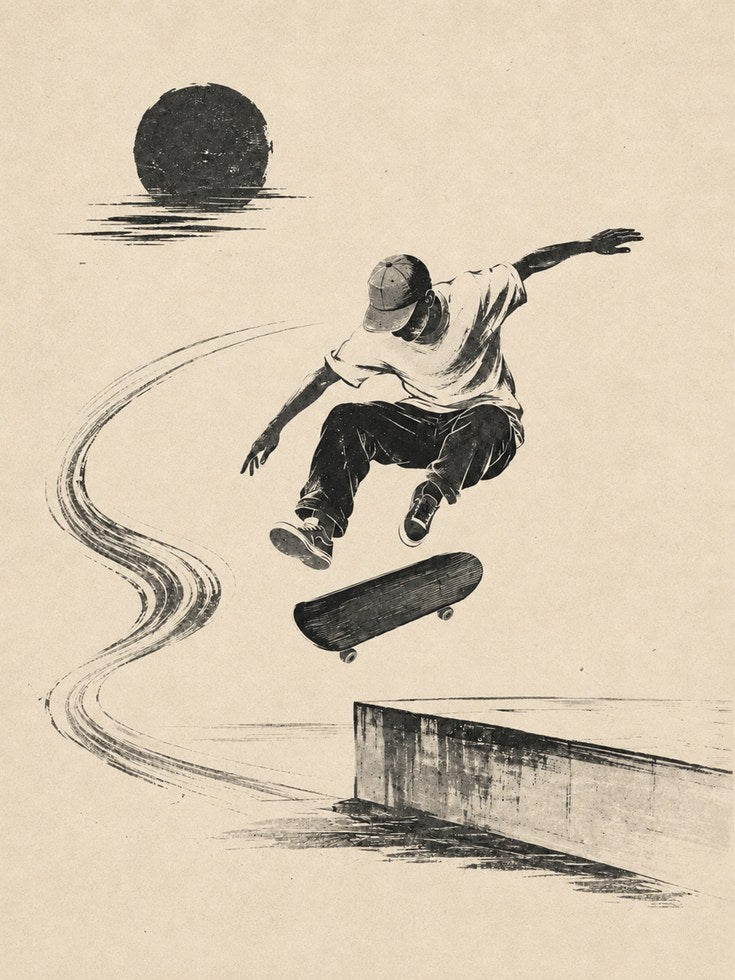 Skateboarding Wall Art – Urban Street Art Print - artwork on paper