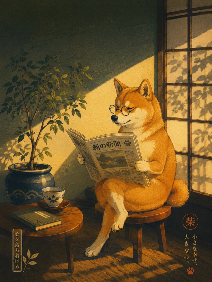 Shiba Inu Wall Art – Japanese Dog Print - artwork on paper