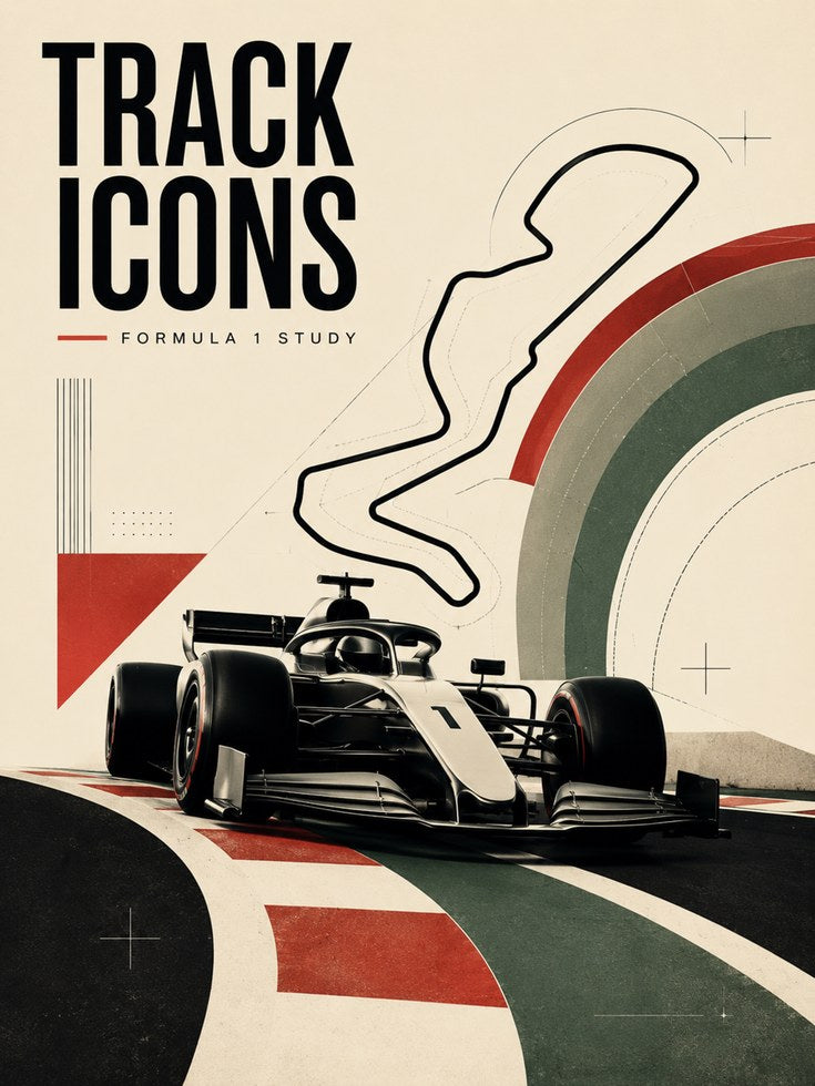 Formula 1 Track Icons Print: Vintage Racing Poster Art - artwork on paper