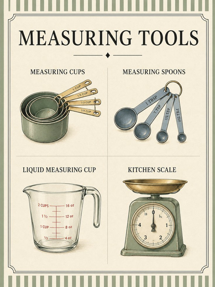 Measuring Tools Kitchen Art Print: Vintage Educational Poster - artwork on paper