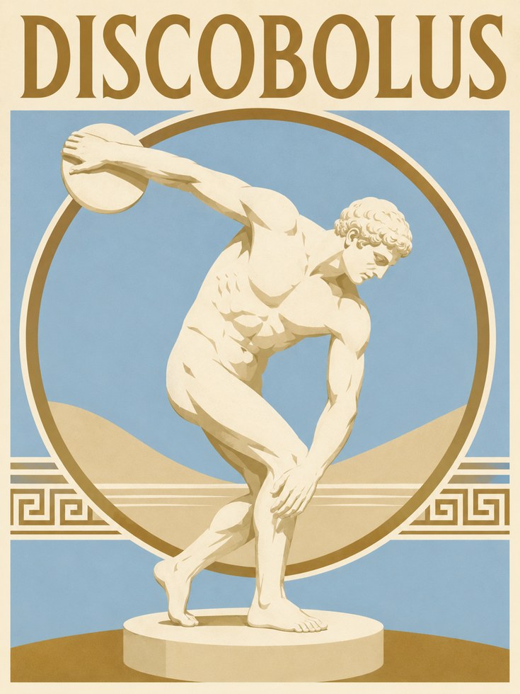 Greek Statue Poster – Discobolus Art Print - artwork on paper