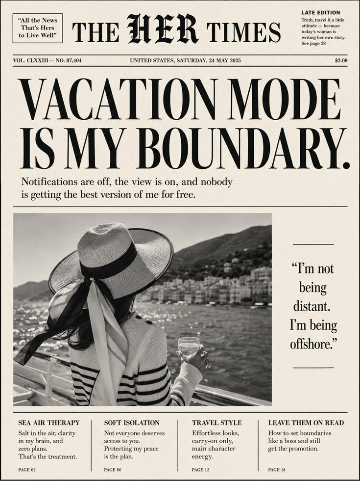 Vacation Mode Wall Art Print: Humorous Newspaper Typography - artwork on paper