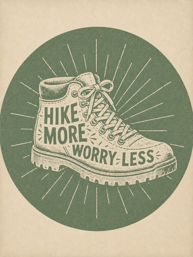 Hiking Wall Art: Vintage Motivational Print - artwork on paper