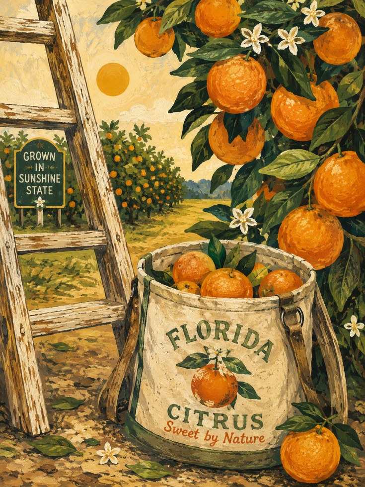 Florida Citrus Poster - artwork on paper