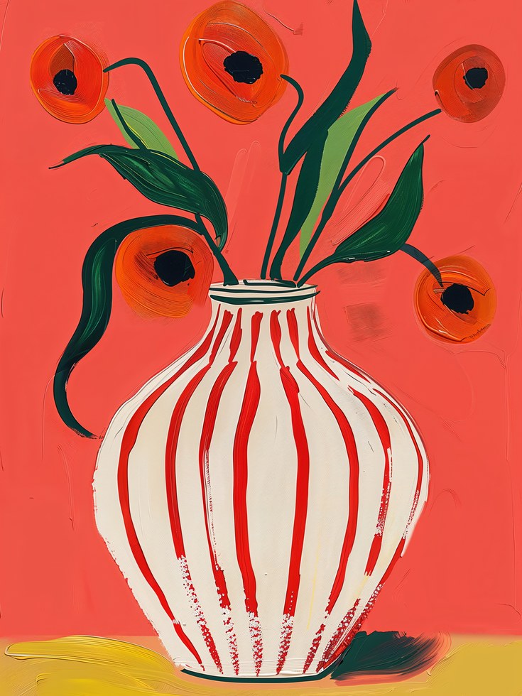 Red Poppy Floral Print - artwork on paper
