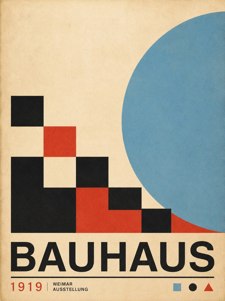 Bauhaus Exhibition Poster: Geometric Modernist Art Print - artwork on paper