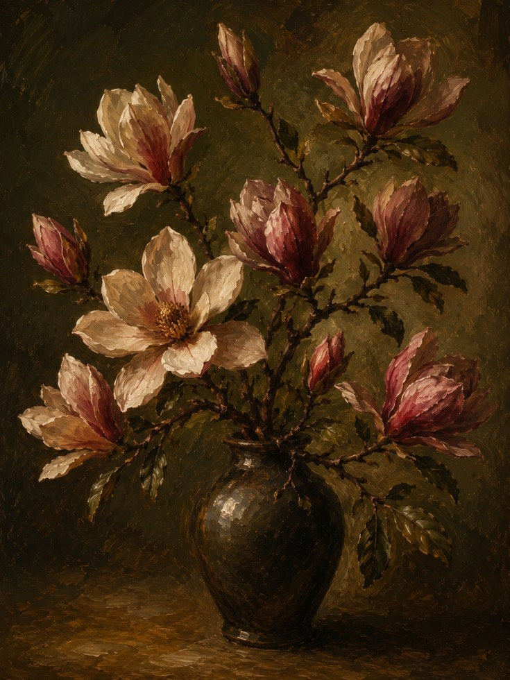 Magnolia Wall Art – Vintage Floral Print - artwork on paper
