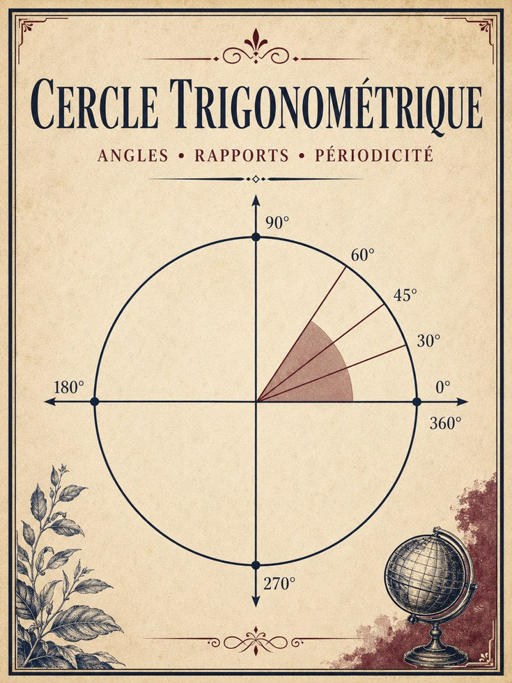 Math Classroom Poster – Trigonometry Circle Print - artwork on paper