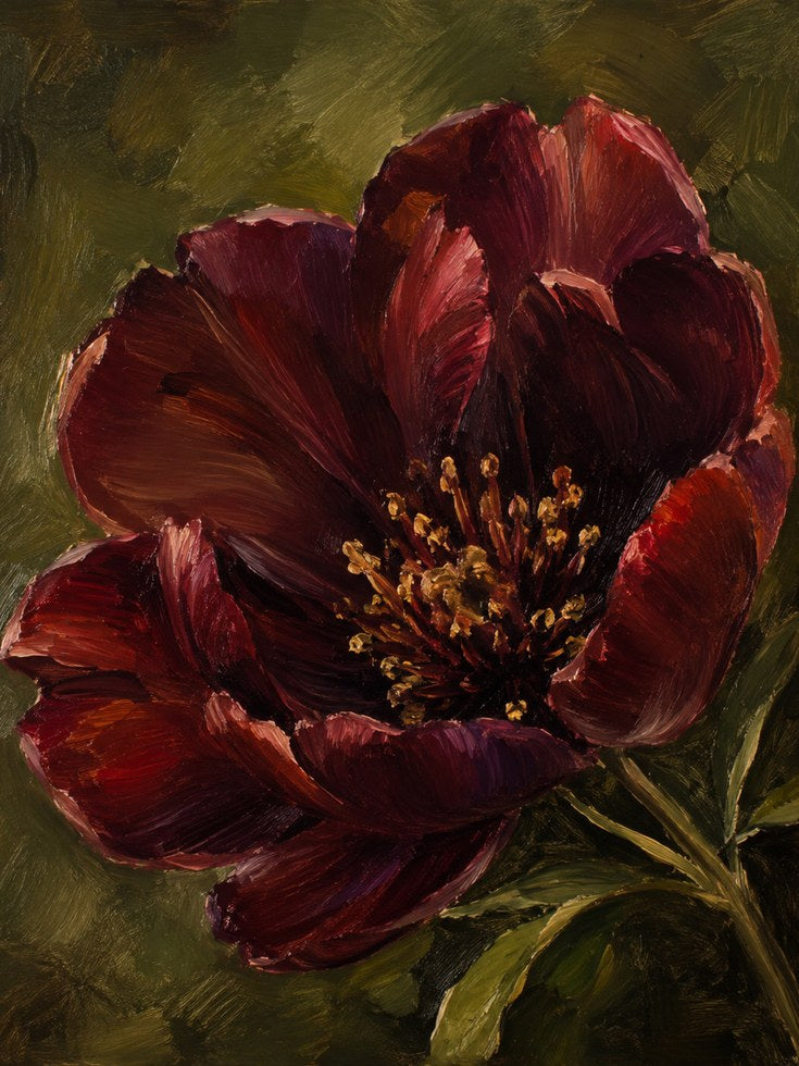 Dark Floral Wall Art – Moody Botanical Print - artwork on paper