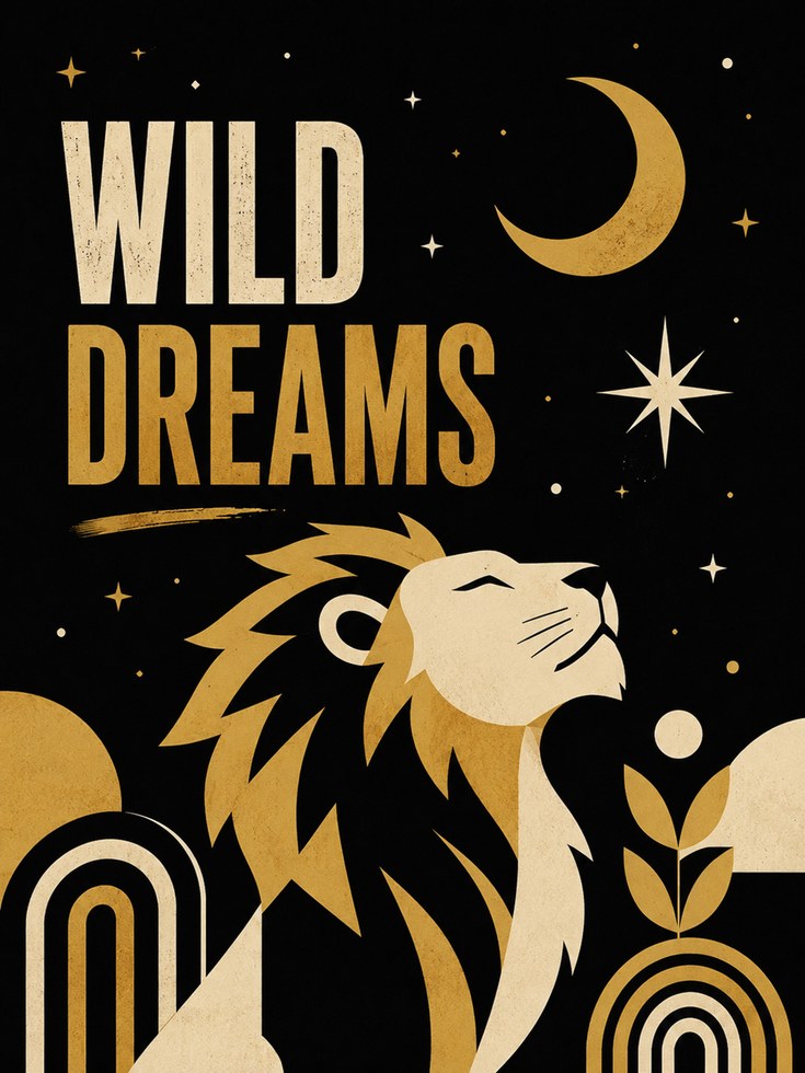 Lion Nursery Wall Art – Wild Dreams Print - artwork on paper