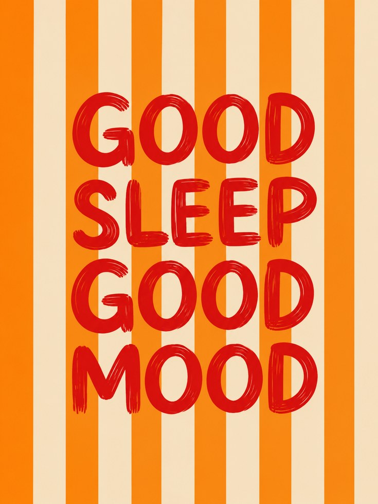 Good Sleep Good Mood Print: Bold Retro Typography - artwork on paper