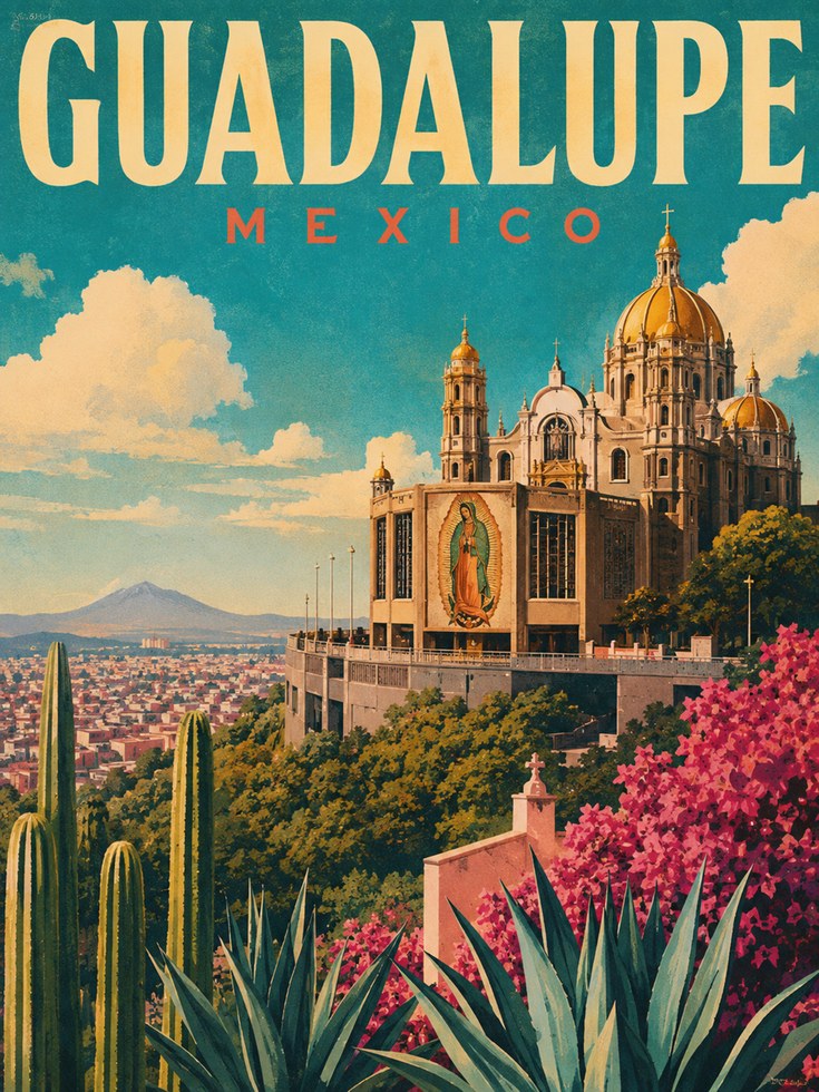 Guadalupe Mexico Poster – Vintage Travel Print - artwork on paper