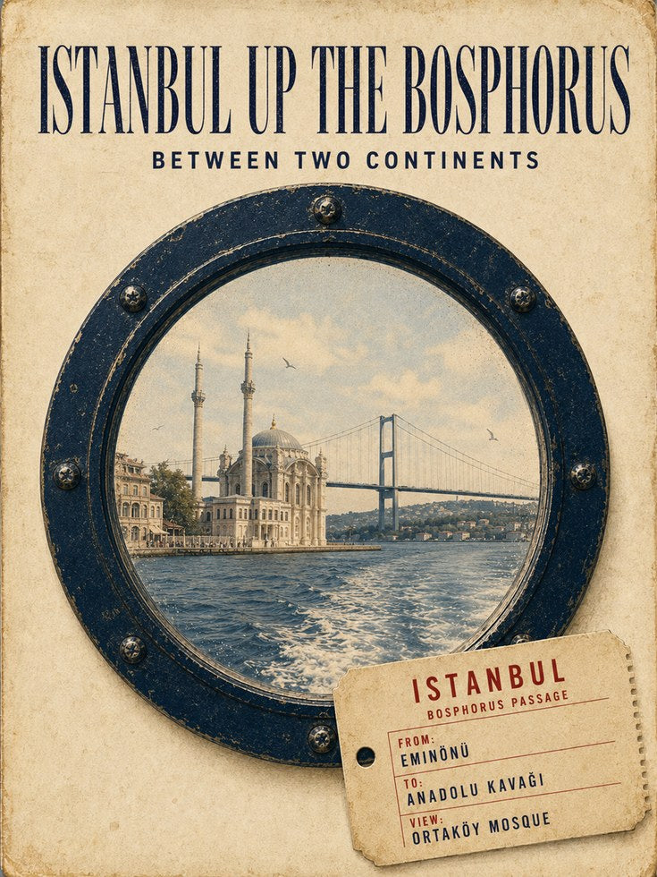 Istanbul Travel Poster – Bosphorus Wall Art - artwork on paper