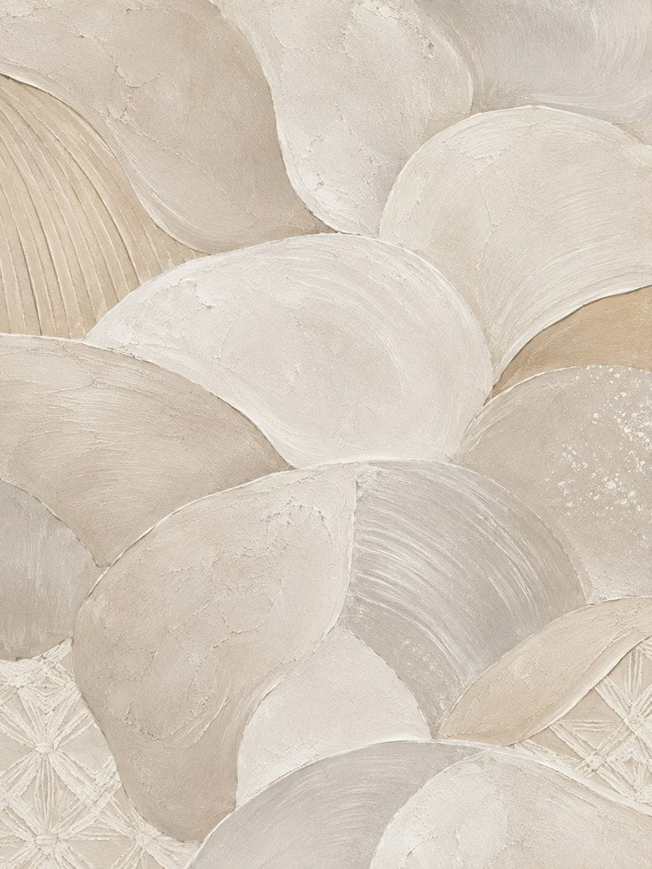 Abstract Neutral Shells Art Print: Organic Textured Beige Design - artwork on paper