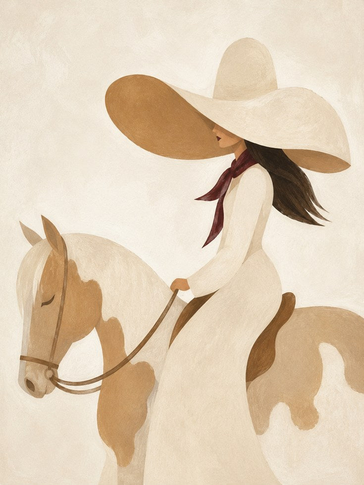 Woman on Horse Print – Equestrian Wall Art - artwork on paper