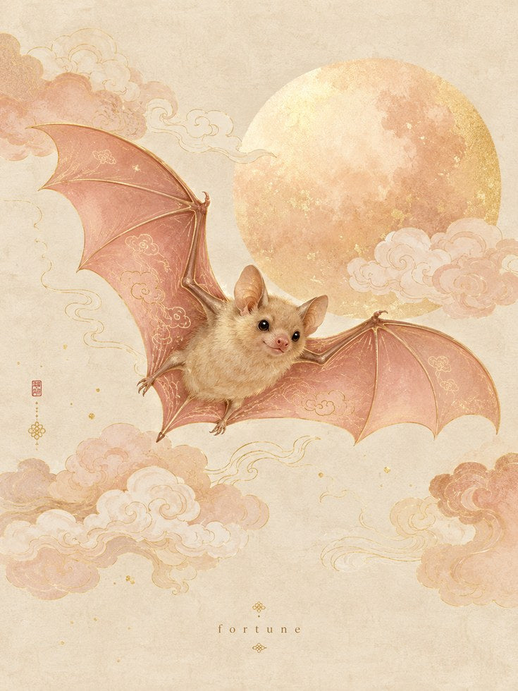 Bat Wall Art – Whimsical Animal Print - artwork on paper