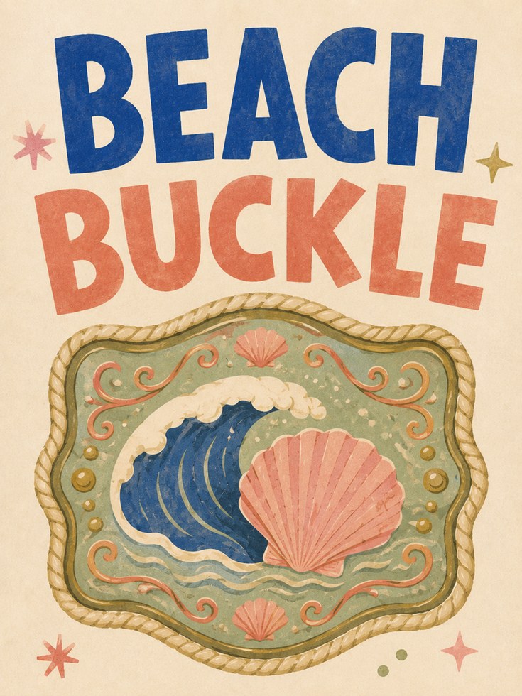 Beach Buckle Poster: Vintage Nautical Belt Buckle Art Print - artwork on paper