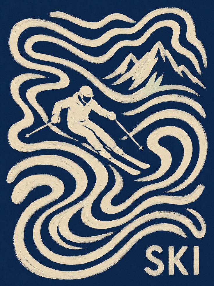 Ski Poster – Vintage Mountain Wall Art - artwork on paper