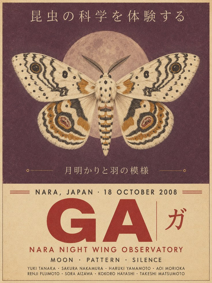 Japanese Moth Poster – Vintage Insect Print - artwork on paper