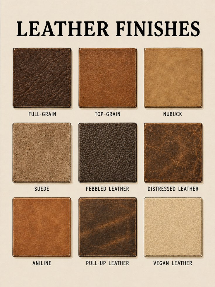 Leather Finishes Reference Chart: Vintage Educational Poster - artwork on paper