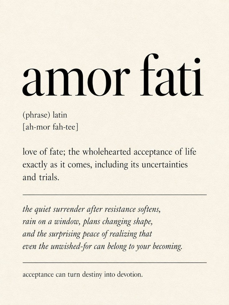 Amor Fati Definition Print: Minimalist Beige Typography Wall Art - artwork on paper