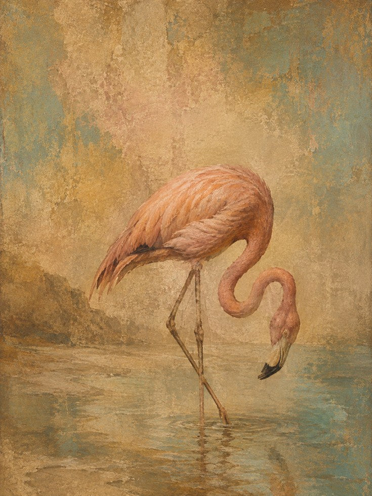 Flamingo Wall Art – Vintage Bird Print - artwork on paper