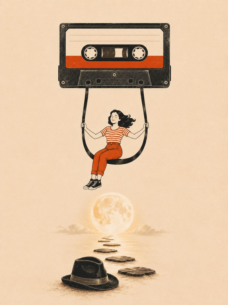 Retro Music Art Print – Vintage Cassette Tape - artwork on paper