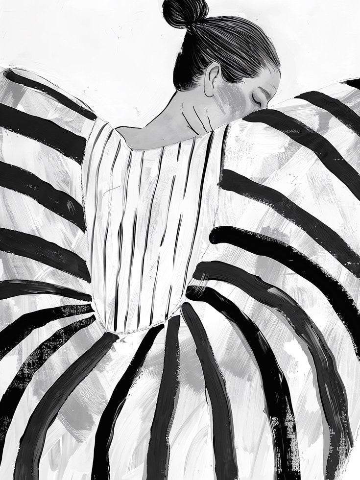 Abstract Woman Print: Minimalist Black and White Poster (Unframed) - artwork on paper