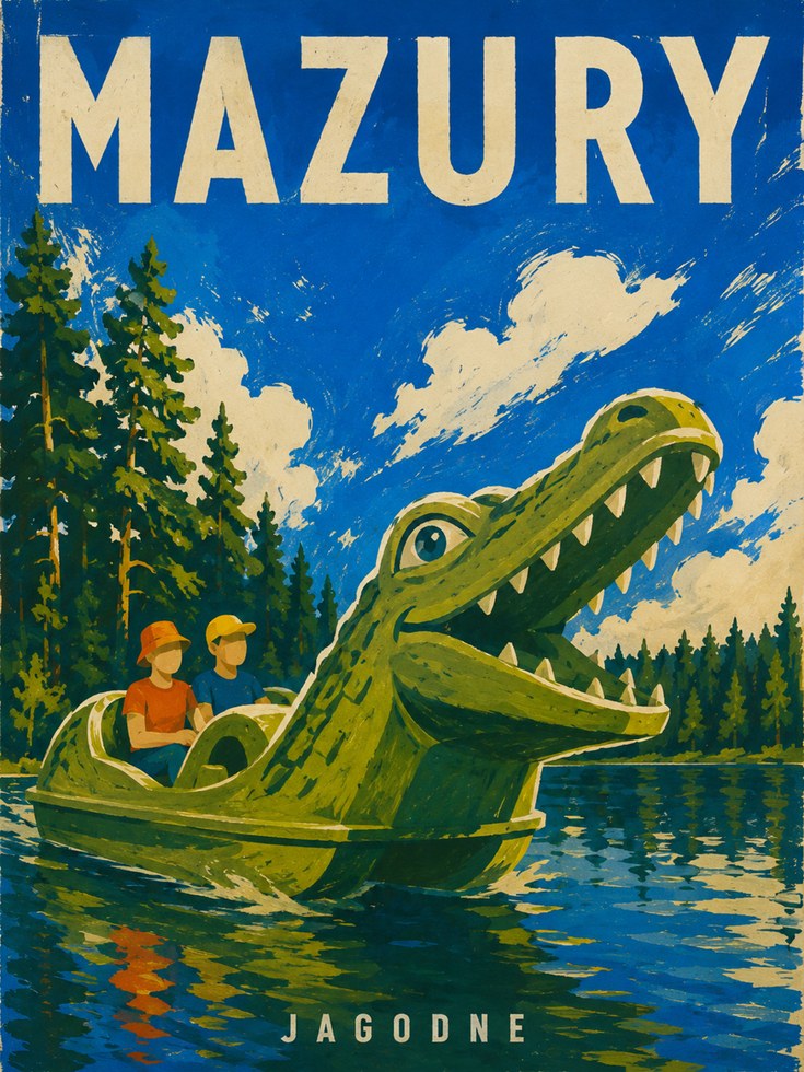 Vintage Travel Poster – Mazury Lake Poland Art - artwork on paper