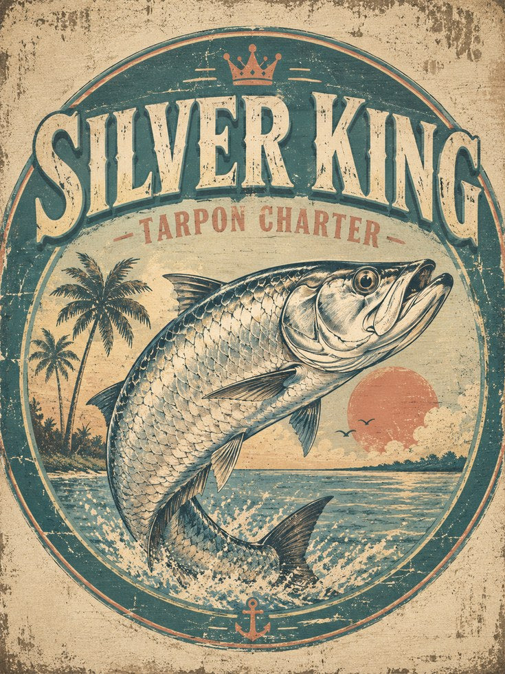 Fishing Wall Art – Vintage Tarpon Poster - artwork on paper