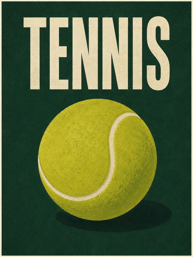 Tennis Wall Art – Retro Sports Poster - artwork on paper
