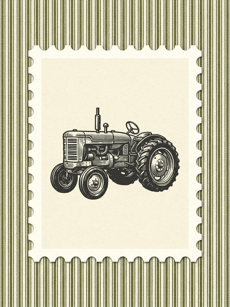 Vintage Tractor Wall Art - artwork on paper