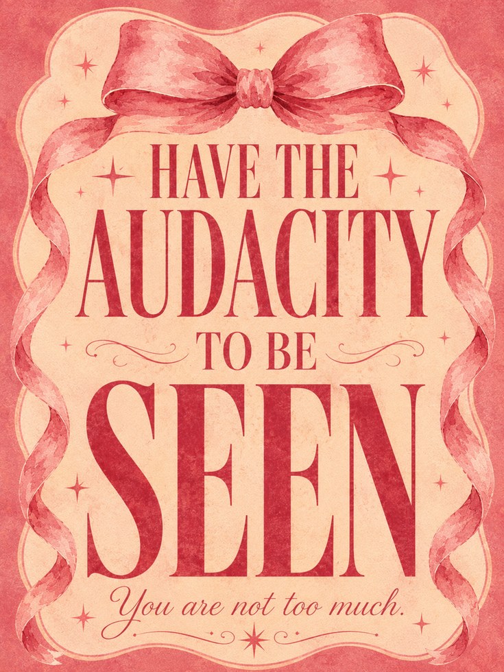 Audacity Typography Print: Pink Ribbon Motivational Poster - artwork on paper