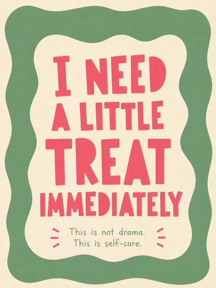 Self Care Typography Poster: Retro Pink and Green Wall Art - artwork on paper