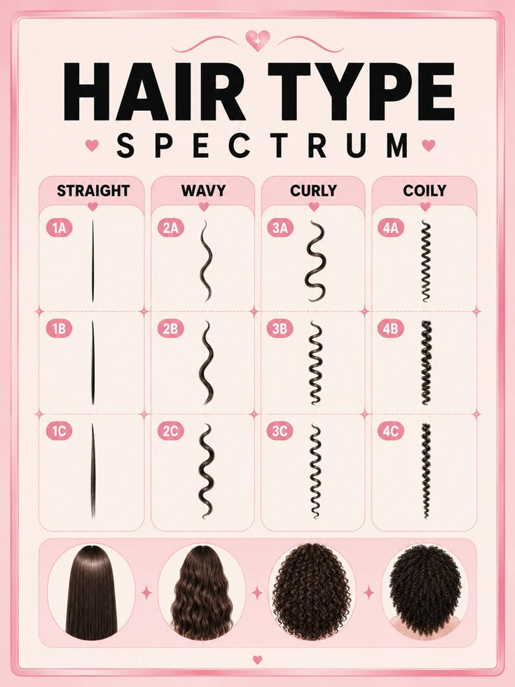 Hair Type Chart Poster – Hair Texture Guide - artwork on paper