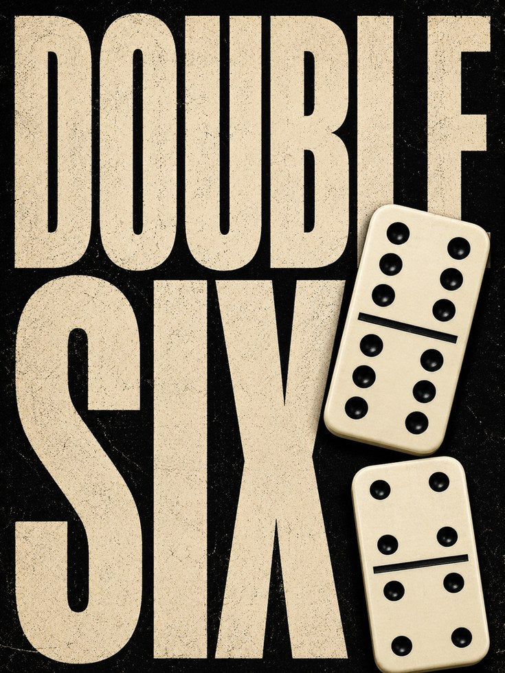 Domino Wall Art – Double Six Vintage Print - artwork on paper