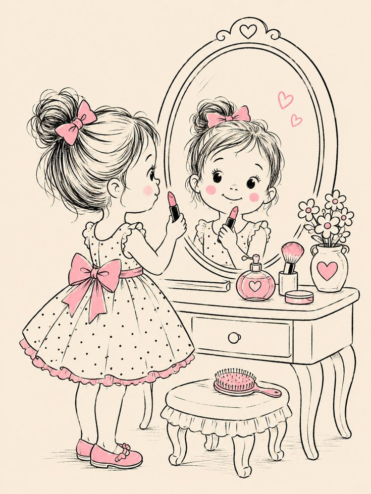 Girls Nursery Wall Art – Vanity Mirror Print - artwork on paper