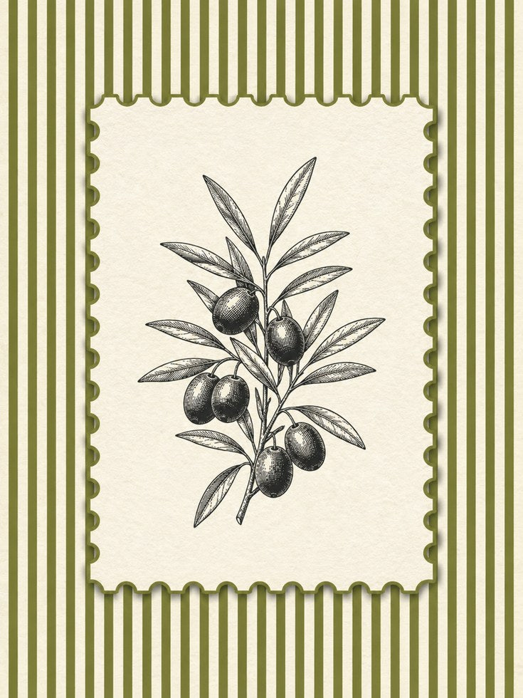 Olive Branch Wall Art – Botanical Kitchen Print - artwork on paper
